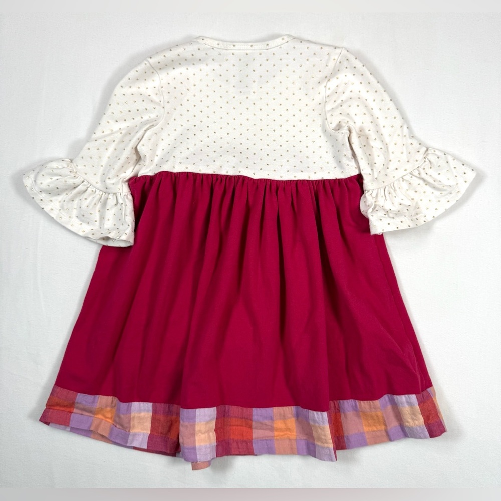 BONNIE BABY Girls' Autumn Thanksgiving Pumpkin Applique Mixed Print Dress 24M - Picture 2 of 10